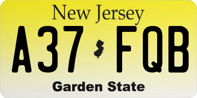 NJ license plate A37FQB