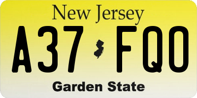 NJ license plate A37FQO