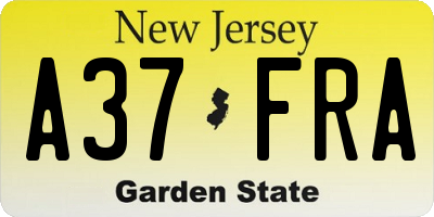 NJ license plate A37FRA