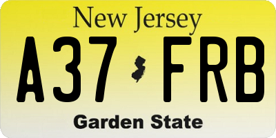 NJ license plate A37FRB
