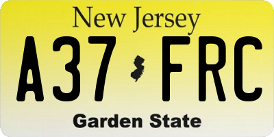 NJ license plate A37FRC