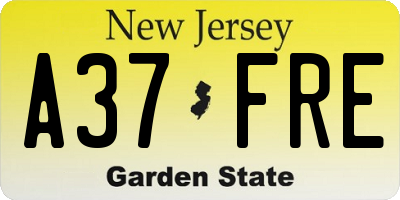 NJ license plate A37FRE