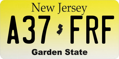 NJ license plate A37FRF