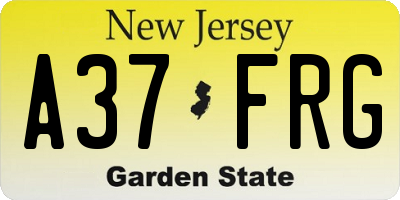 NJ license plate A37FRG