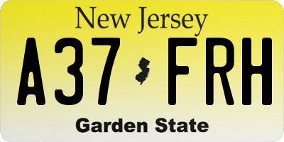 NJ license plate A37FRH
