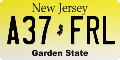 NJ license plate A37FRL