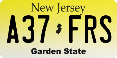 NJ license plate A37FRS