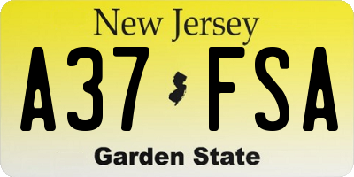 NJ license plate A37FSA