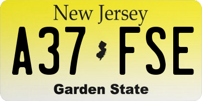 NJ license plate A37FSE