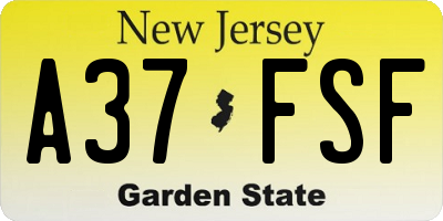 NJ license plate A37FSF