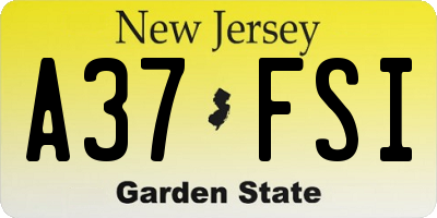 NJ license plate A37FSI