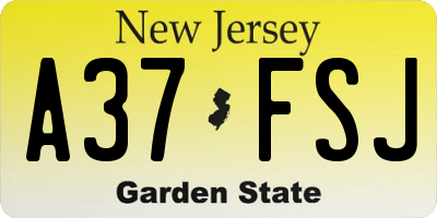 NJ license plate A37FSJ