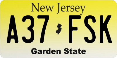 NJ license plate A37FSK