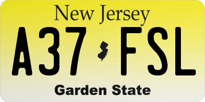 NJ license plate A37FSL
