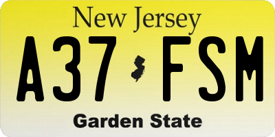 NJ license plate A37FSM