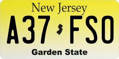NJ license plate A37FSO