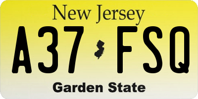 NJ license plate A37FSQ