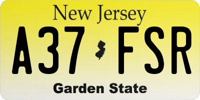 NJ license plate A37FSR