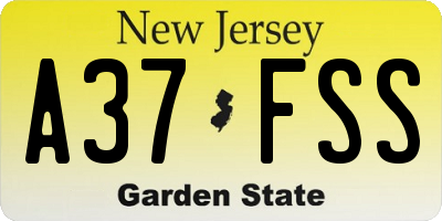 NJ license plate A37FSS