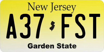 NJ license plate A37FST