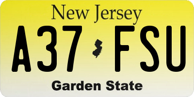NJ license plate A37FSU