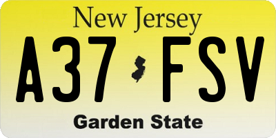 NJ license plate A37FSV