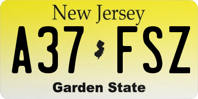 NJ license plate A37FSZ