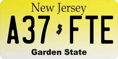NJ license plate A37FTE