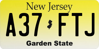 NJ license plate A37FTJ