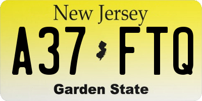 NJ license plate A37FTQ