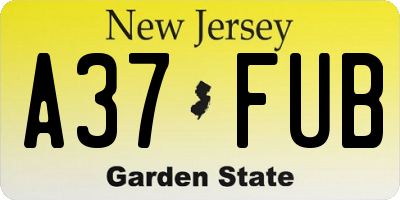 NJ license plate A37FUB