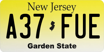 NJ license plate A37FUE