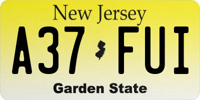 NJ license plate A37FUI