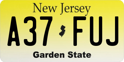NJ license plate A37FUJ