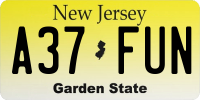 NJ license plate A37FUN