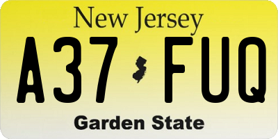 NJ license plate A37FUQ