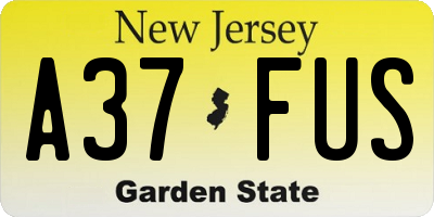 NJ license plate A37FUS