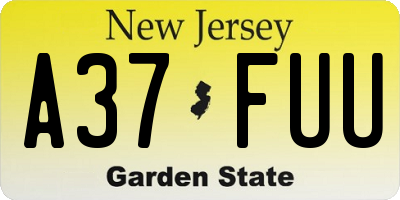 NJ license plate A37FUU