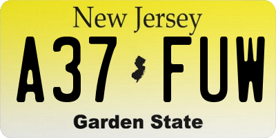 NJ license plate A37FUW