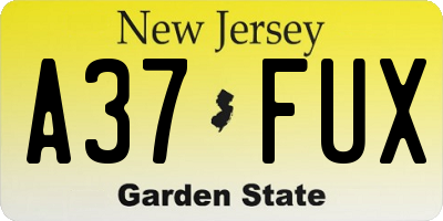NJ license plate A37FUX