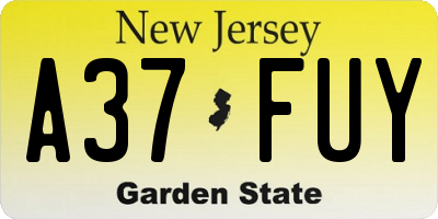 NJ license plate A37FUY