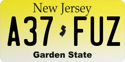 NJ license plate A37FUZ