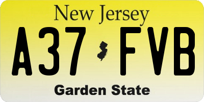 NJ license plate A37FVB