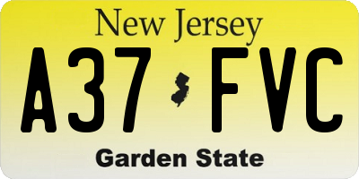 NJ license plate A37FVC
