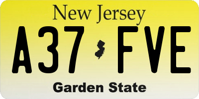 NJ license plate A37FVE