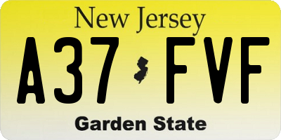 NJ license plate A37FVF