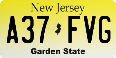 NJ license plate A37FVG