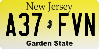 NJ license plate A37FVN