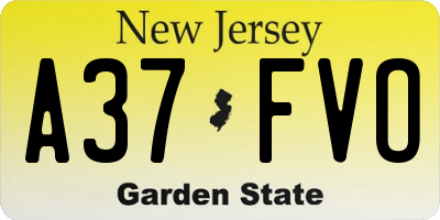 NJ license plate A37FVO