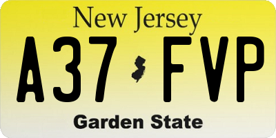 NJ license plate A37FVP